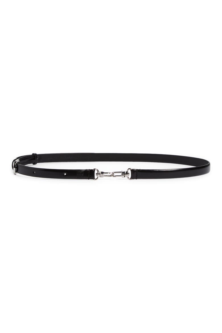 Totême Croc Embossed Leather Belt, Main, color, BLACK
