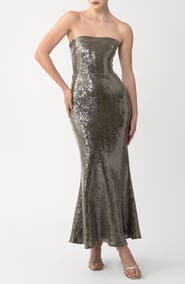 SAU LEE Ciara Sequin Strapless Mermaid Gown