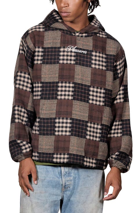 Madras Plaid Patchwork Pullover Hoodie