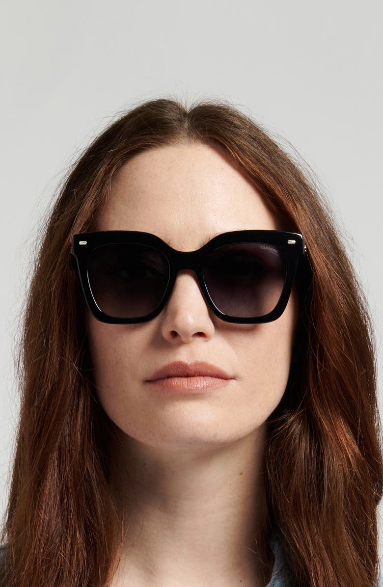 Carrera Eyewear 52mm Gradient Rectangular Sunglasses, Alternate, color, Black/ Dark Grey Sf