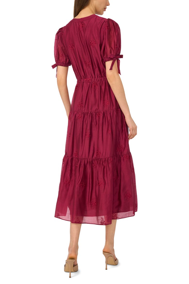 Embroidered Detail Tiered A-Line Dress, Alternate, color, VIVID PLUM