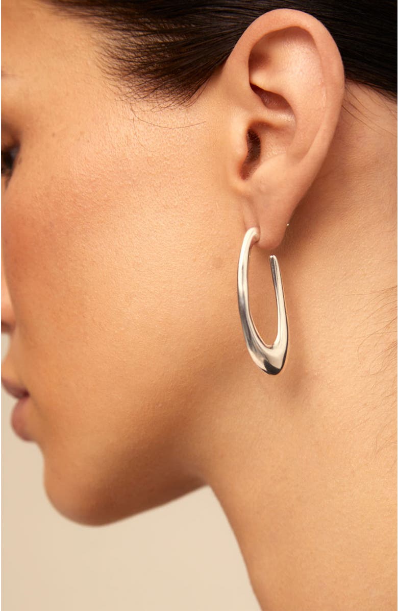 UNODE50 Sterling silver-plated oval hoop earrings, Alternate, color, 