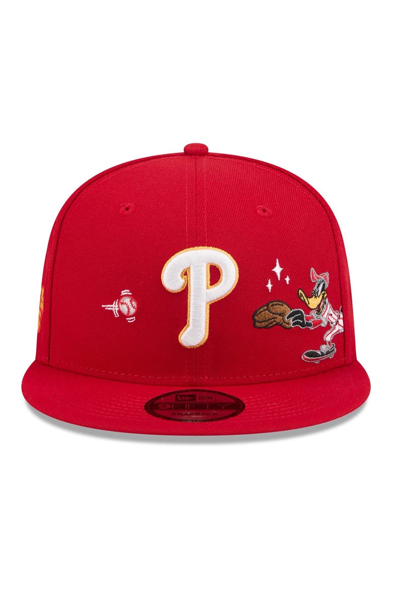 Men's New Era Red Philadelphia Phillies Looney Tunes Daffy Duck 9FIFTY Snapback Hat, Alternate, color, Red