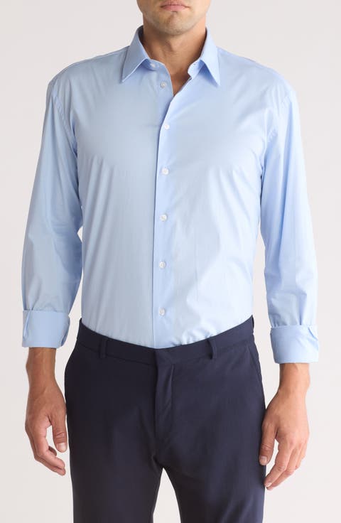 Solid Stretch Cotton Twill Dress Shirt