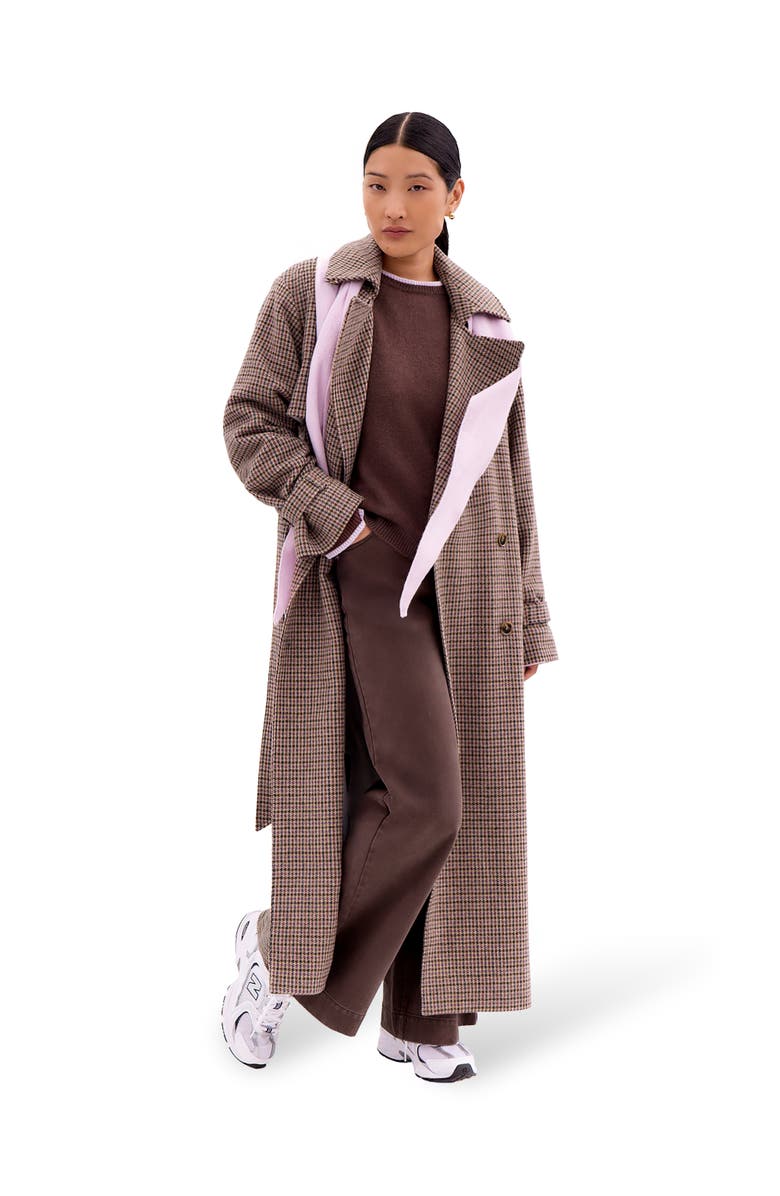 Ro&Zo Multi Check Trench Belted Coat, Main, color, Multi