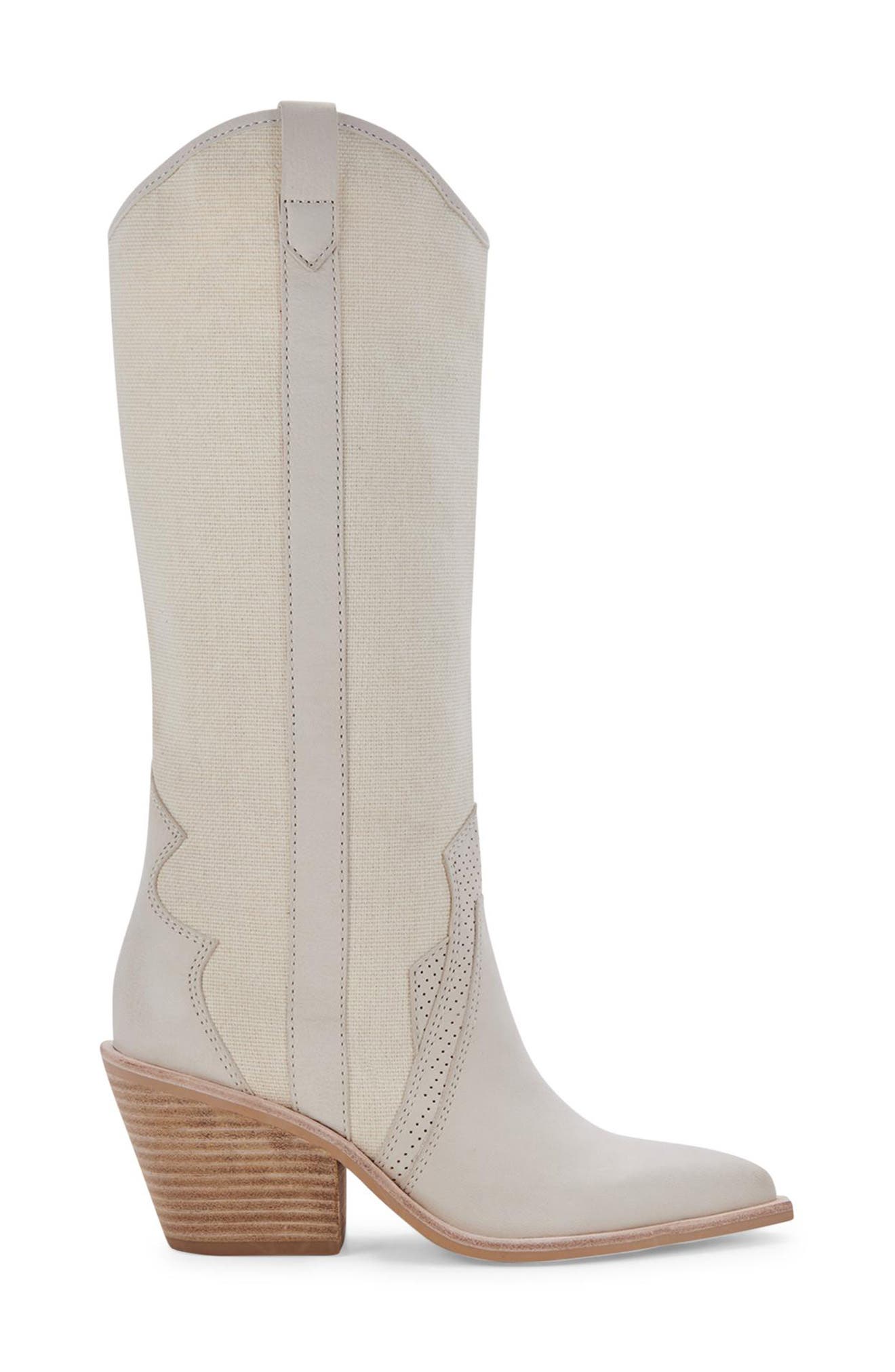 Navene Western Boot, Alternate, color, IVORY NUBUCK
