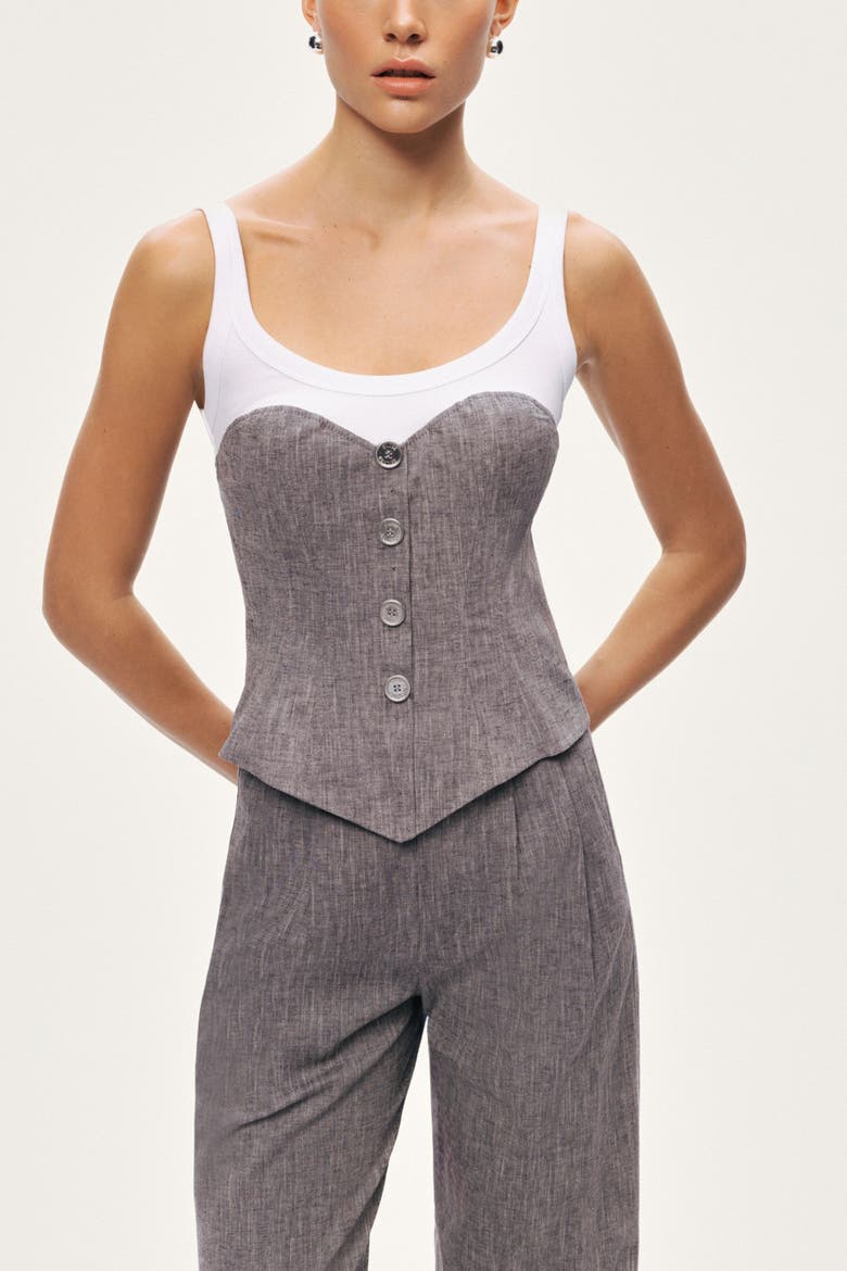Button-Front Tailored Blouse, Main, color, Multi-Colred