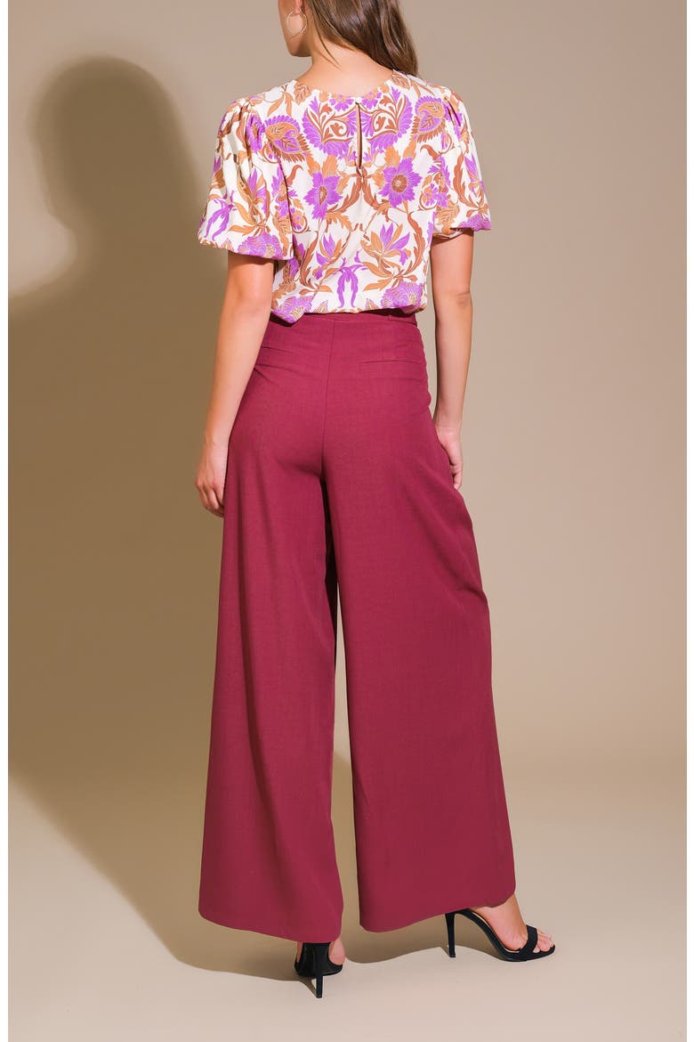 Woven Wide Leg Pants, Alternate, color, BURGUNDY