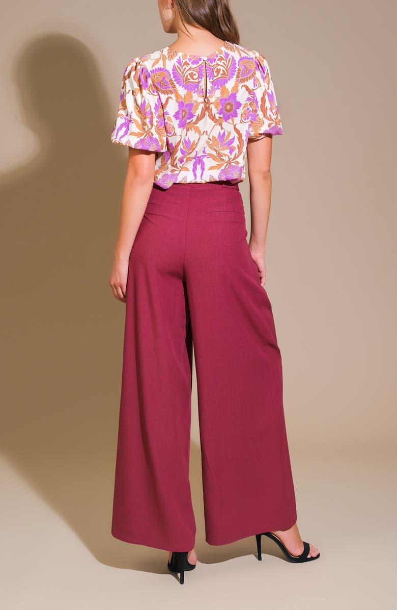 FLYING TOMATO Woven Wide Leg Pants, Alternate, color, Burgundy