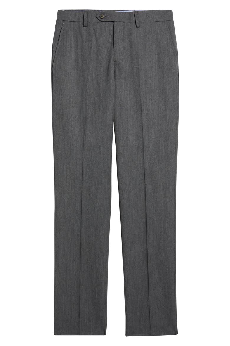 Flat Front Worsted Wool Gabardine Pants, Alternate, color, MED GREY