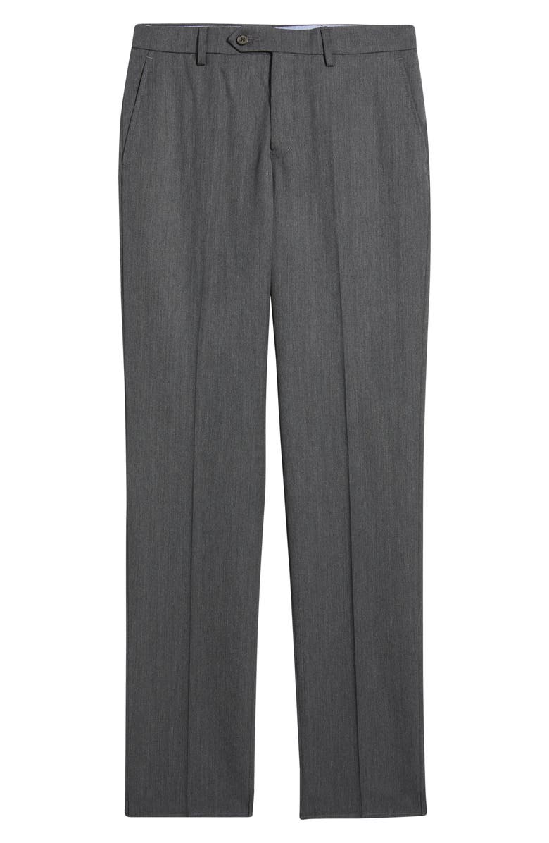 Berle Slim Fit Flat Front Grey Super 100s Wool Dress Pants, Alternate, color, Medium Grey