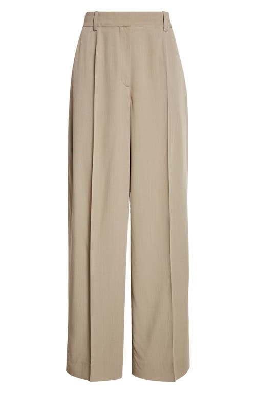 Totême Toteme Fluid Wide Leg Wool Blend Trousers In Brown