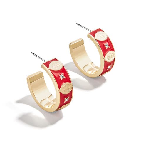 x BaubleBar Cincinnati Reds Enamel Hoop Earrings