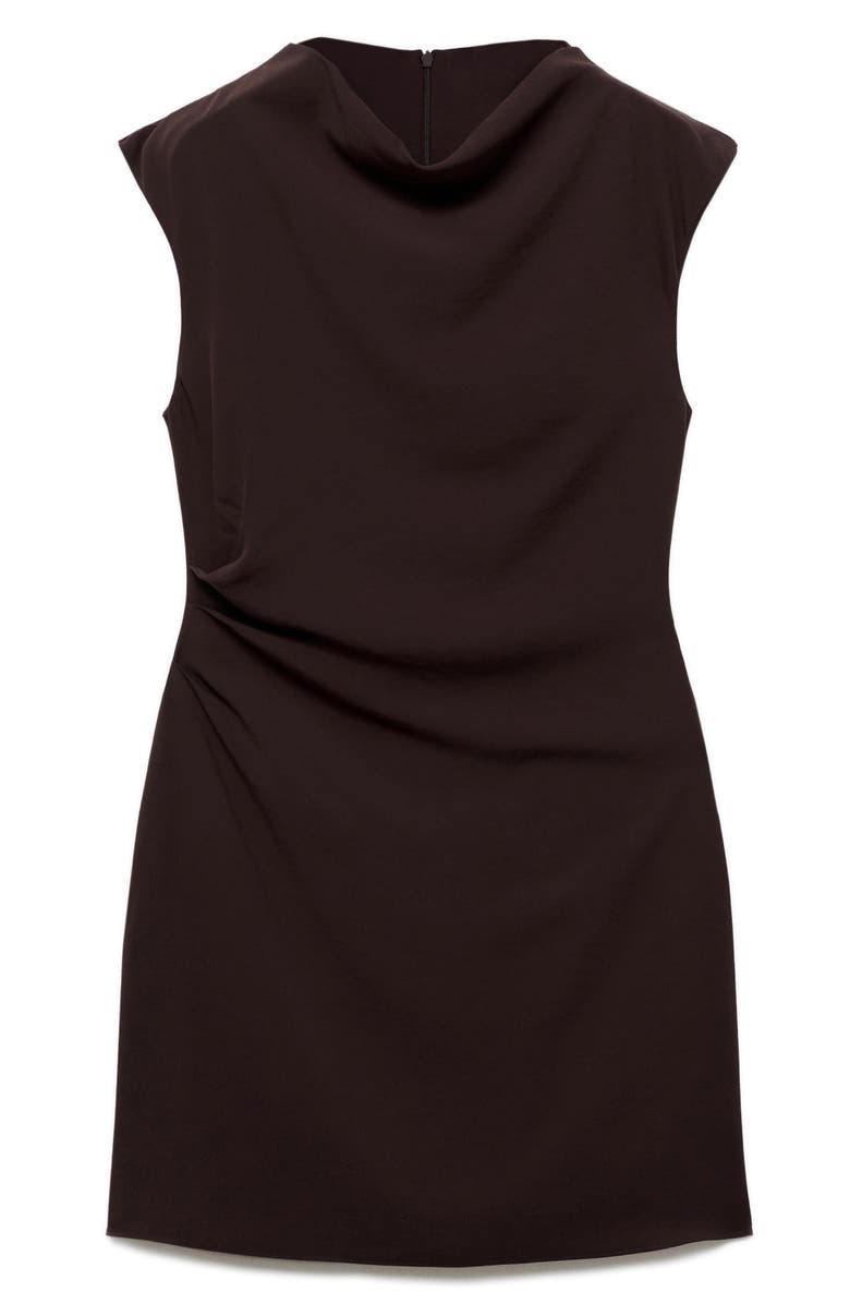 MANGO Cowl Neck Minidress, Alternate, color, Chocolate