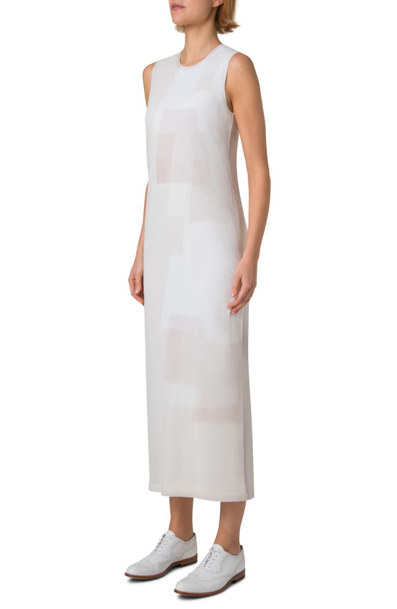 Akris Trapeze Rayonnant Sleeveless Knit Shift Dress, Alternate, color, Greige-Ecru