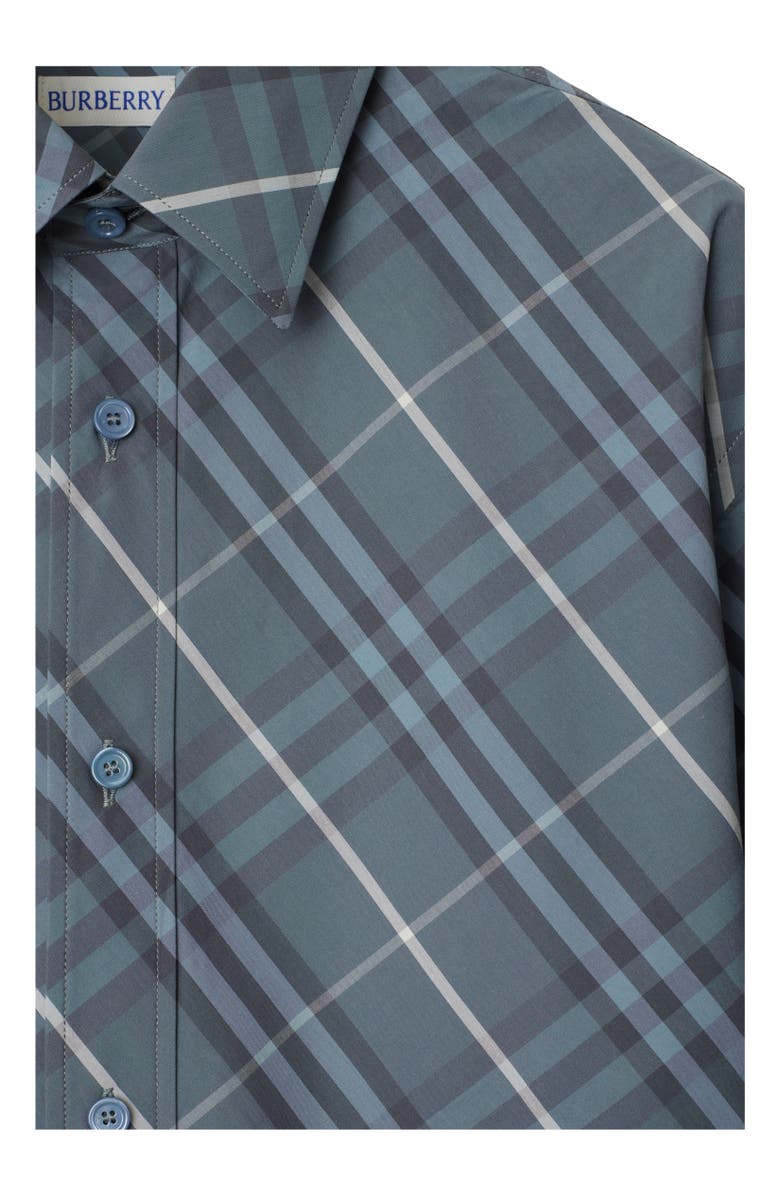 Burberry Regular Fit Check Cotton Shirt, Alternate, color, Pewter