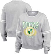 WEAR by Erin Andrews Women's WEAR by Erin Andrews Heather Gray Oregon Ducks Classic Stripe Pullover Sweater