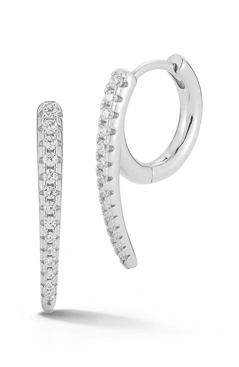 Sterling Silver Curved Bar Huggie Hoop Earrings
