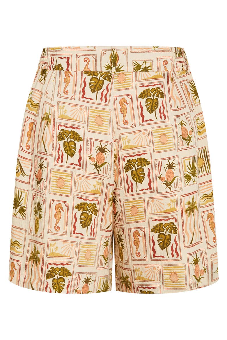 Bella Print Woven Shorts, Alternate, color, COOL TROPICS