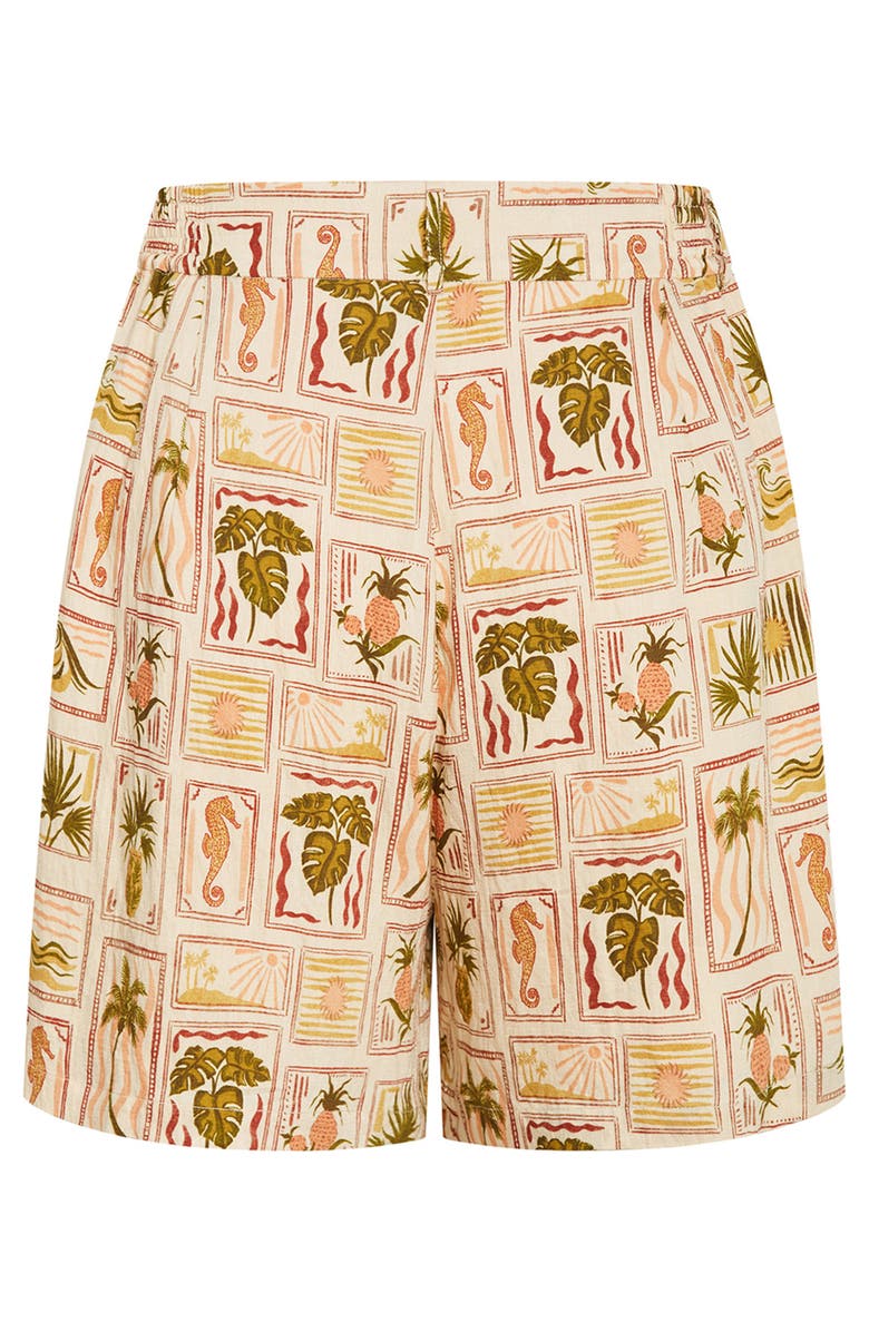 City Chic Bella Print Woven Shorts, Alternate, color, Cool Tropics