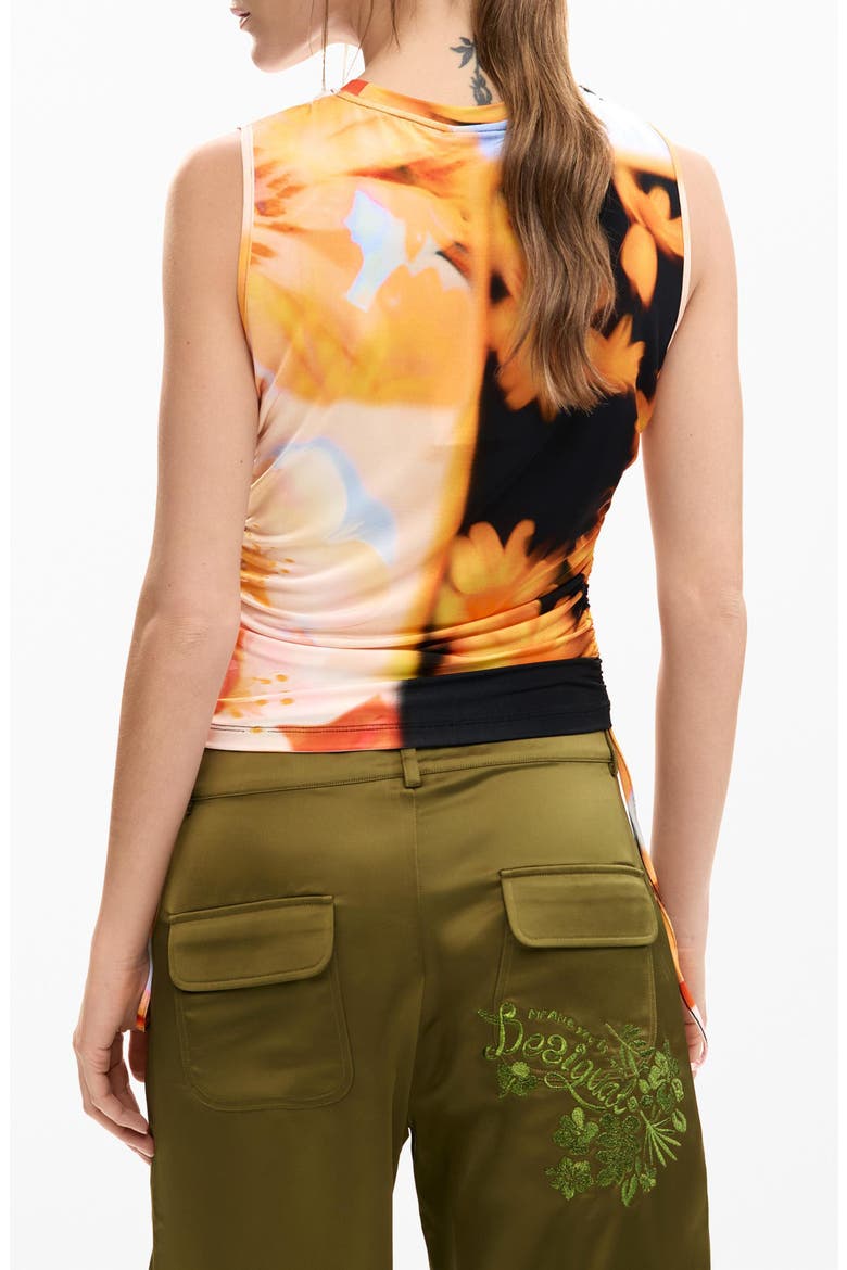 Abstract Floral Drawstring Tank, Alternate, color, YELLOW MULTI