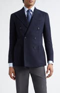 J. Mueser Double Breasted Virgin Wool Hopsack Blazer