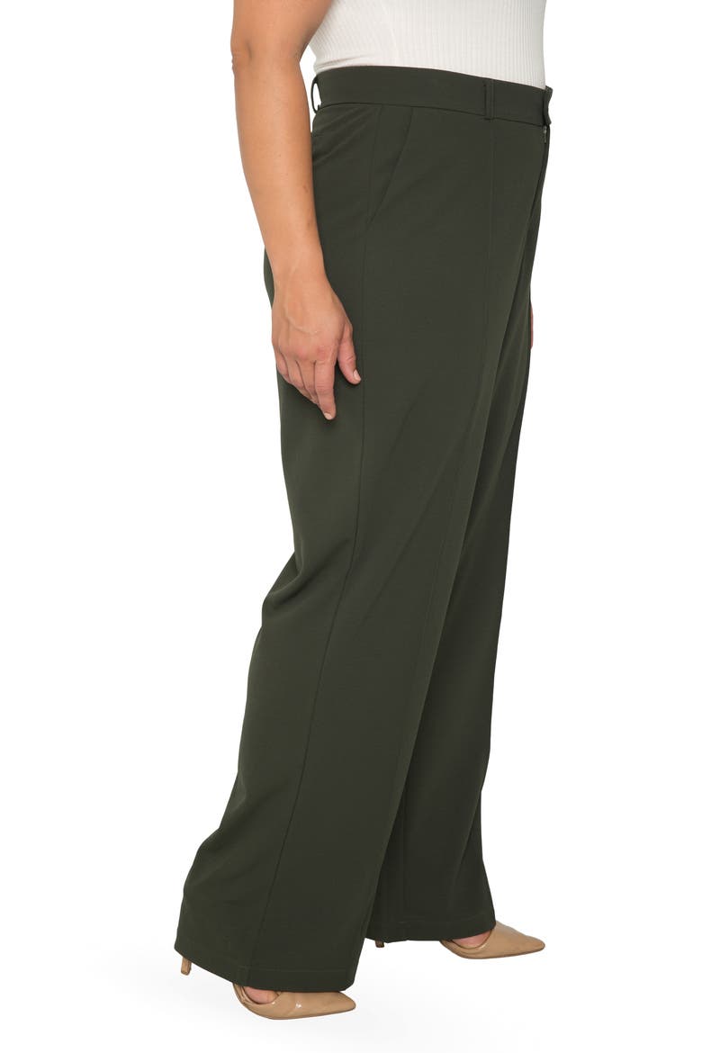 Pintuck Stretch Crepe Wide Leg Trousers, Alternate, color, OLIVE
