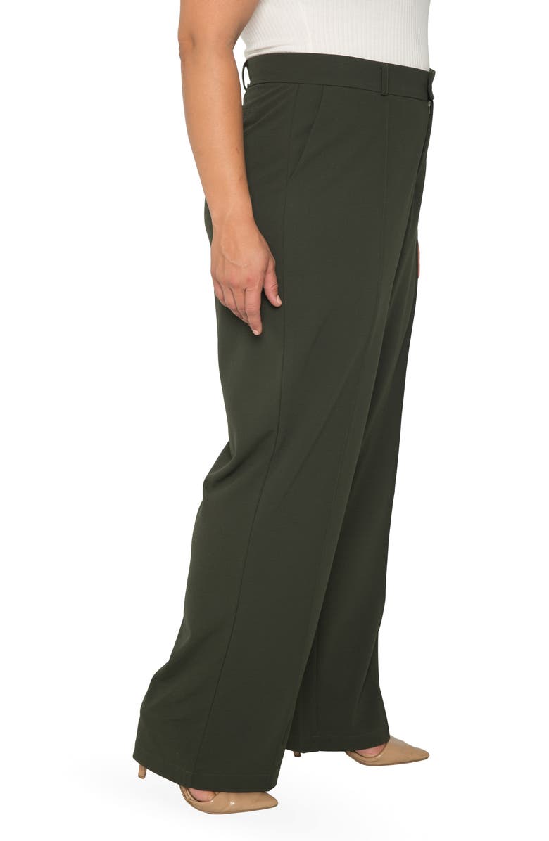 Standards & Practices Pintuck Stretch Crepe Wide Leg Trousers, Alternate, color, Olive
