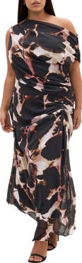 City Chic Vivid Floral One-Shoulder Maxi Dress