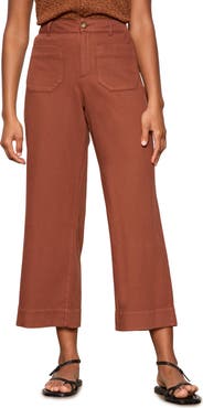 Sanctuary Soft Marine High Waist Wide Leg Crop Cotton Pants