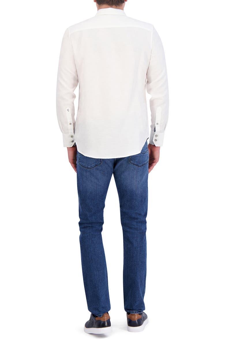 Robert Graham Poseidon Linen & Cotton Jacquard Button-Up Shirt, Alternate, color, White