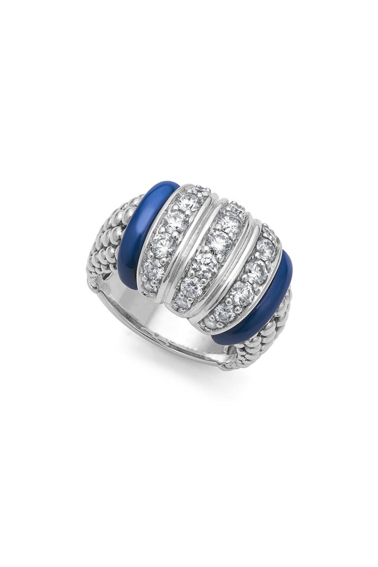Blue Caviar Diamond & Ceramic Ring, Main, color, MARINE