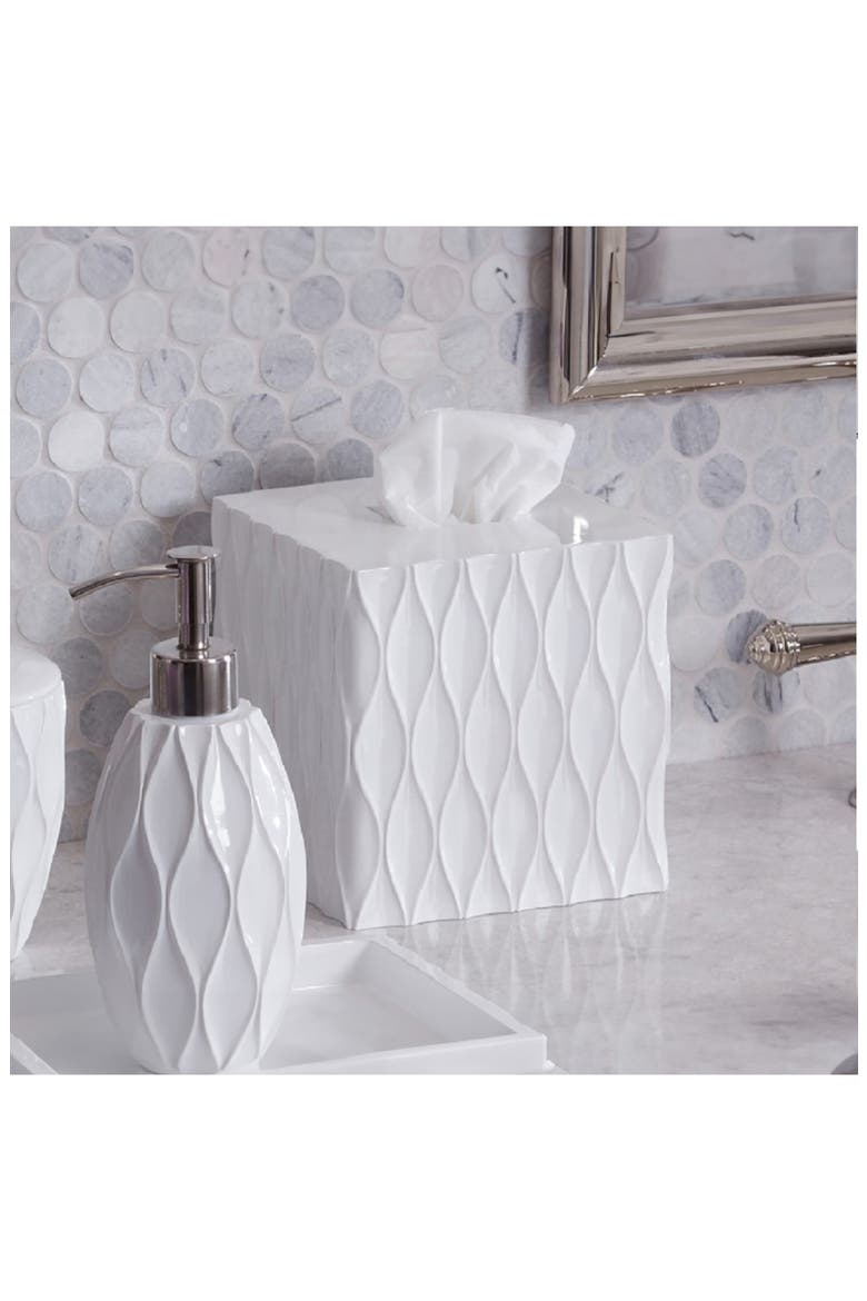 Wave Tissue Box Cover, Alternate, color, WHITE RESIN