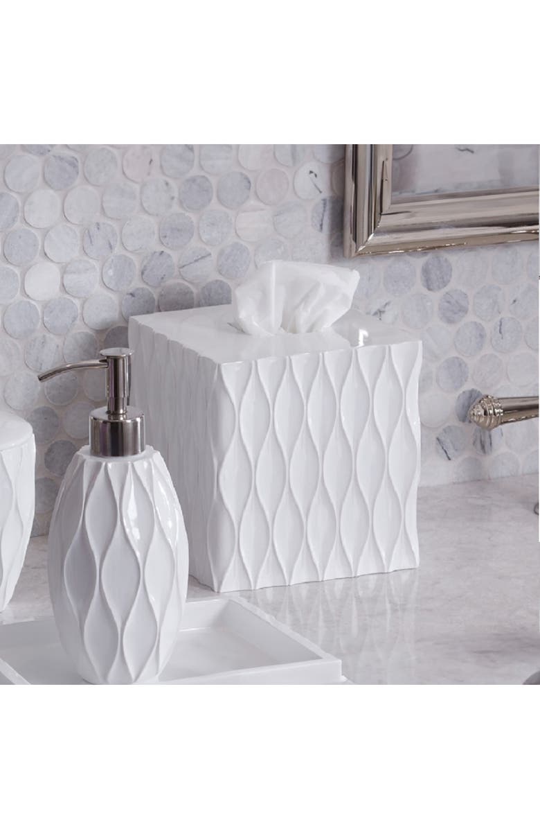ROSELLI TRADING COMPANY Wave Tissue Box Cover, Alternate, color, White Resin