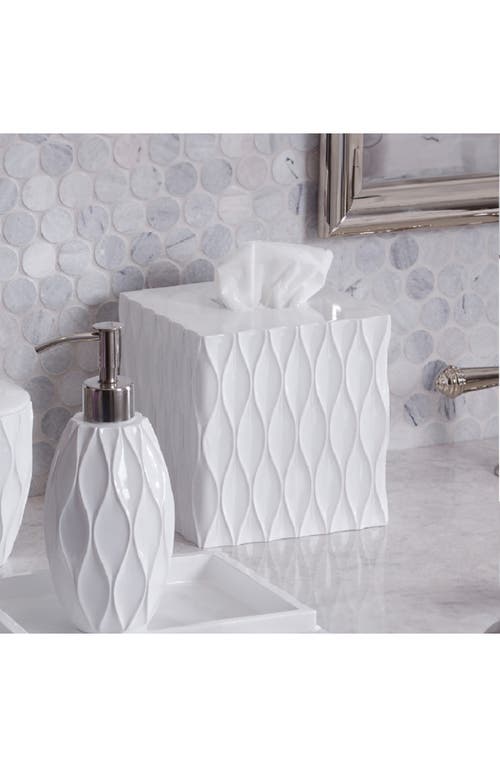 Roselli Trading Company Wave Tissue Box Cover In White Resin