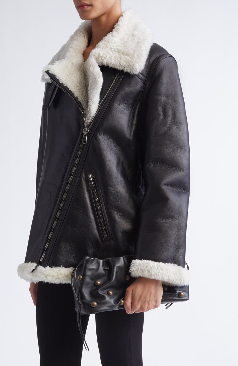 Altuzarra Drawstring Studded Leather Clutch, Alternate, color,