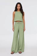 Monlicia Ciel 100% Linen High-Waist Wide-Leg Pants