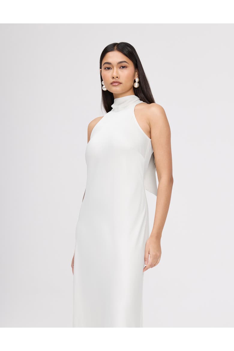 Angelica High Neck Satin Maxi Dress, Alternate, color, Ivory