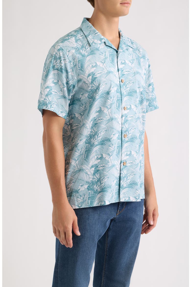 Balboa Fronds Print Camp Shirt, Alternate, color, BLUE CHAISE
