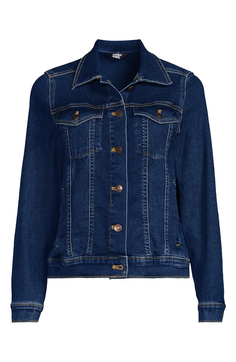 Lands' End Women's Denim Trucker Jacket, Alternate, color, Crawford Wash