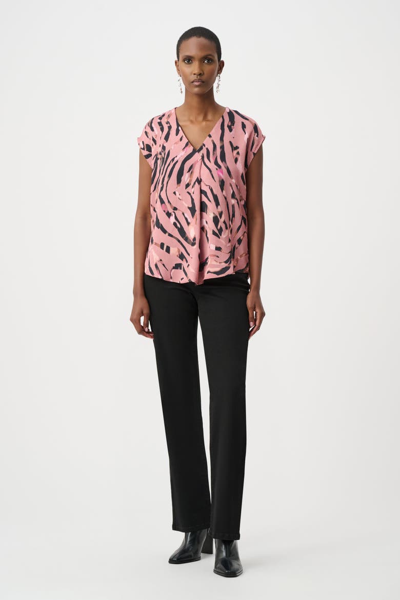 Textured Satin Animal Print Boxy Top, Alternate, color, Pink/Multi