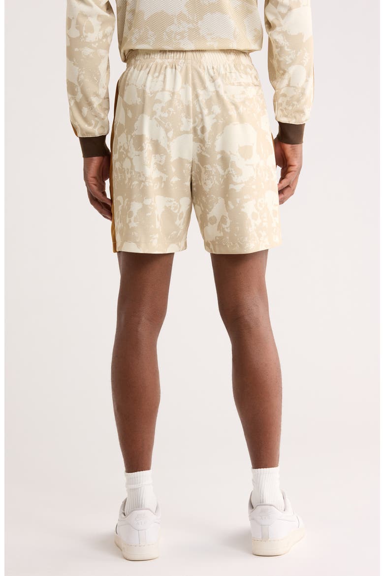 Despair Skull Print Active Shorts, Alternate, color, ECRU