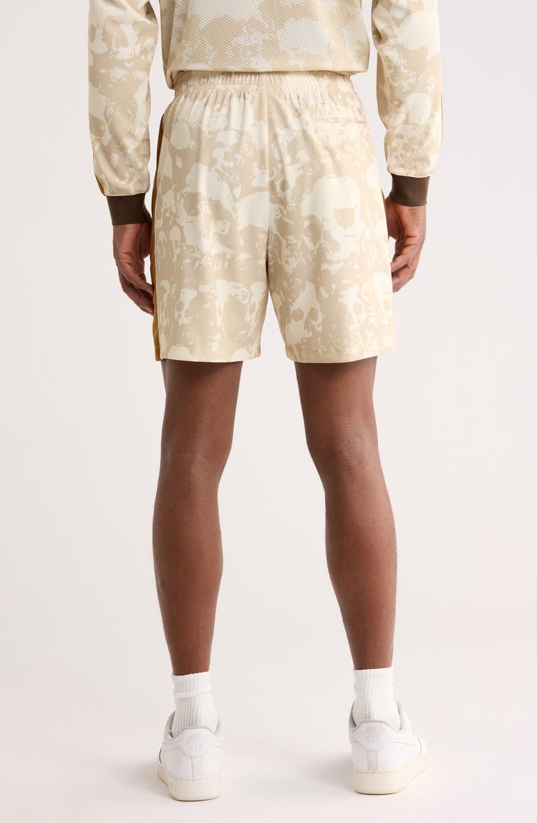 PLEASURES Despair Skull Print Active Shorts, Alternate, color, Ecru