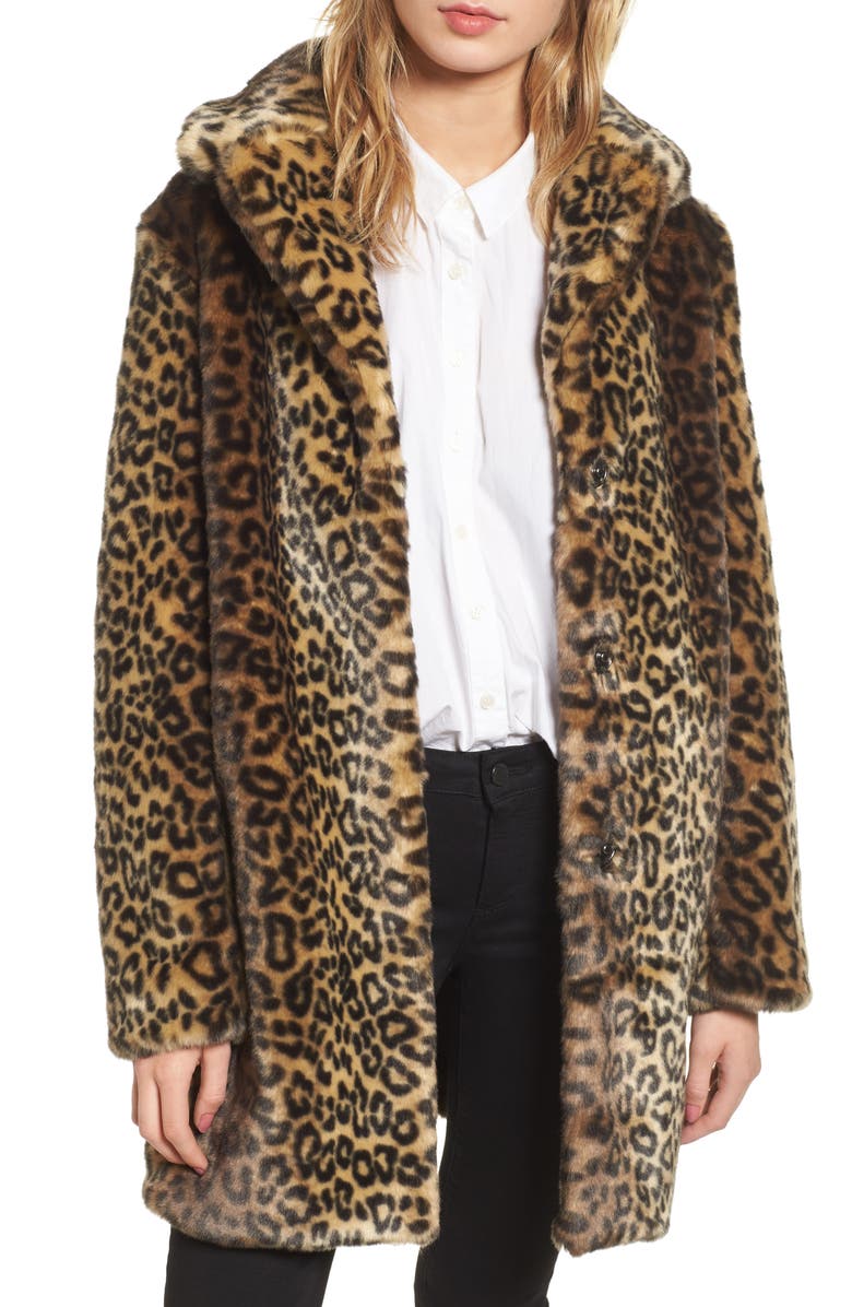 Laundry by Shelli Segal Reversible Cheetah Print Faux Fur Jacket, Main, color,