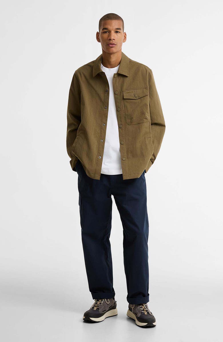 Barbour Strickland Textured Cotton Blend Overshirt, Alternate, color, Clay