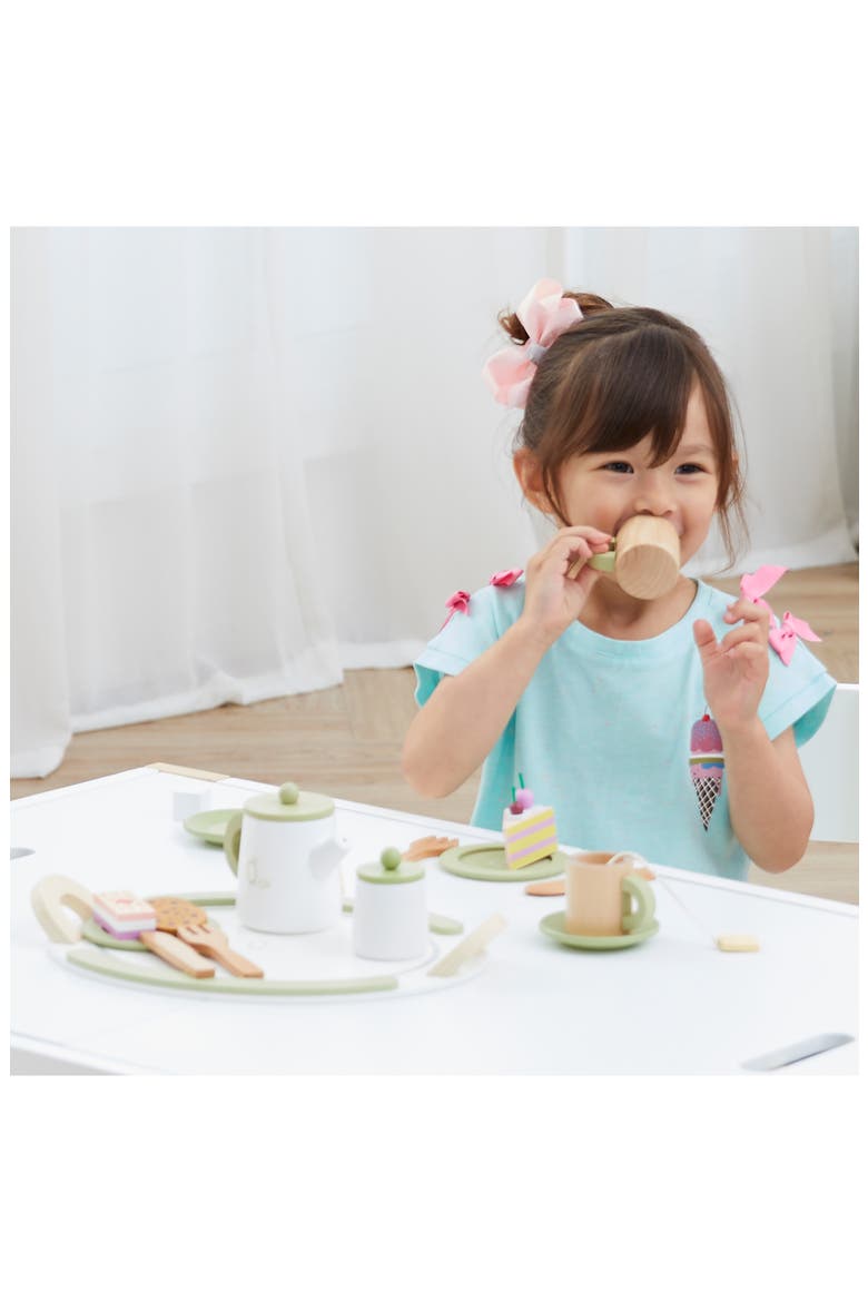 Little Chef Frankfurt 20-Piece Wood Tea Party Playset, Alternate, color, GREEN