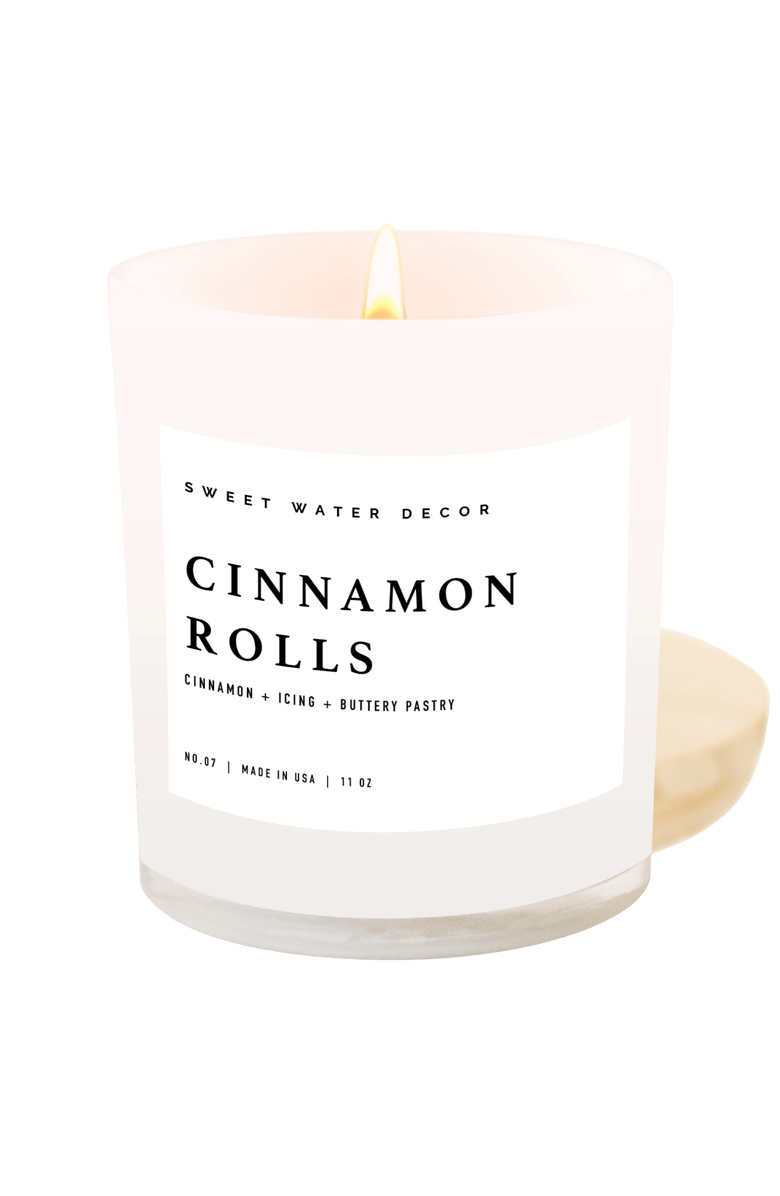 SWEET WATER DECOR 11oz White Jar Candle - Sweet Scents, Main, color, Cinnamon Rolls