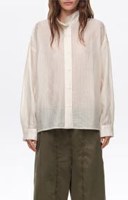 BIMBA Y LOLA Striped Band Collar Shirt