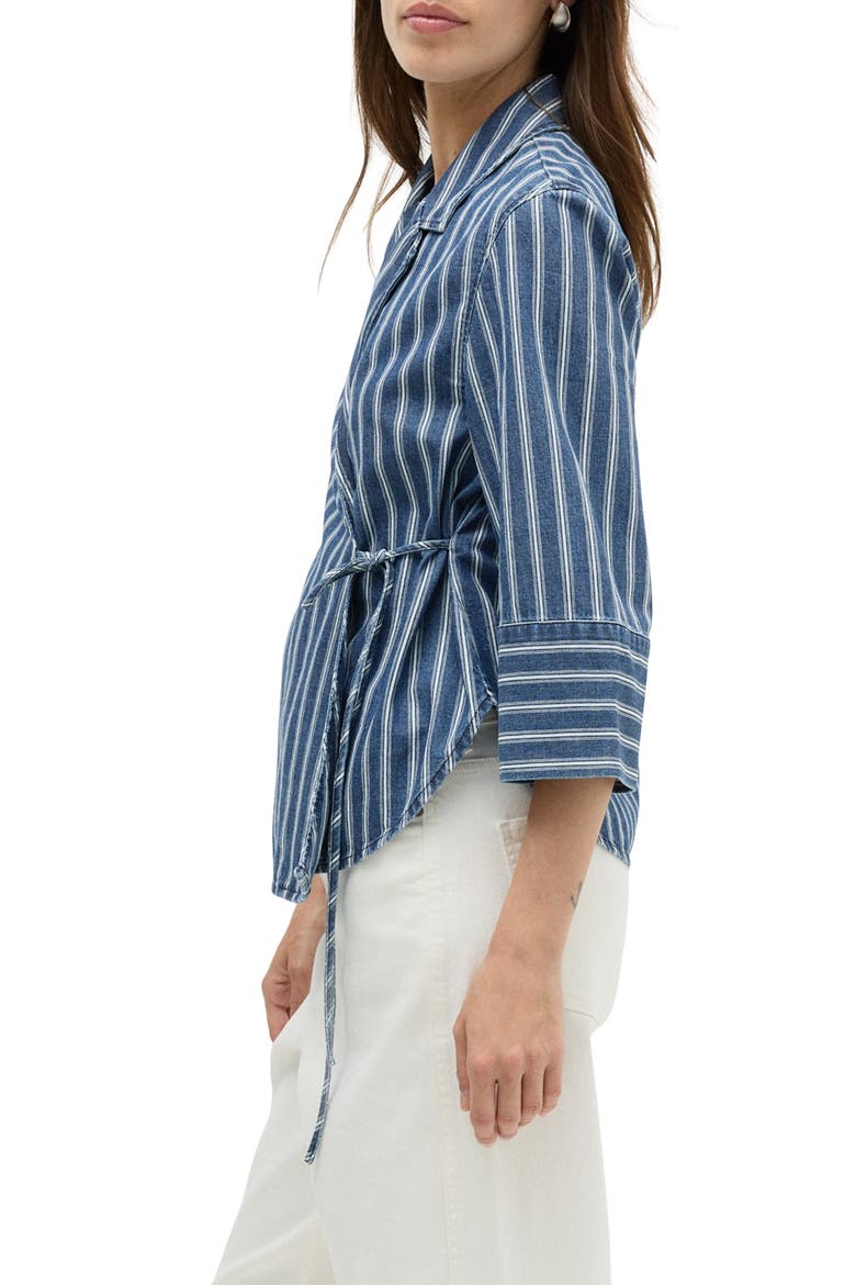 Stripe Wrap Denim Shirt, Alternate, color, BLUE DENIM