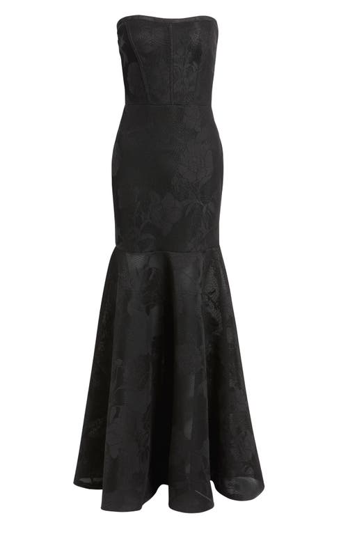 Black Halo Kristy Strapless Mermaid Gown In Black